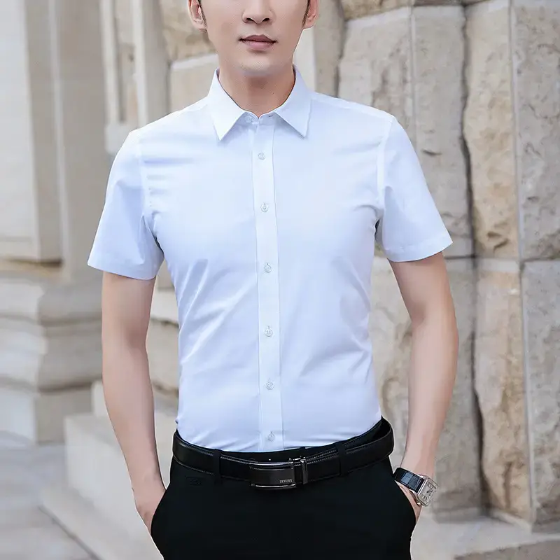 Men's Short Sleeve Light Blue Shirt Summer Wear - Image 7