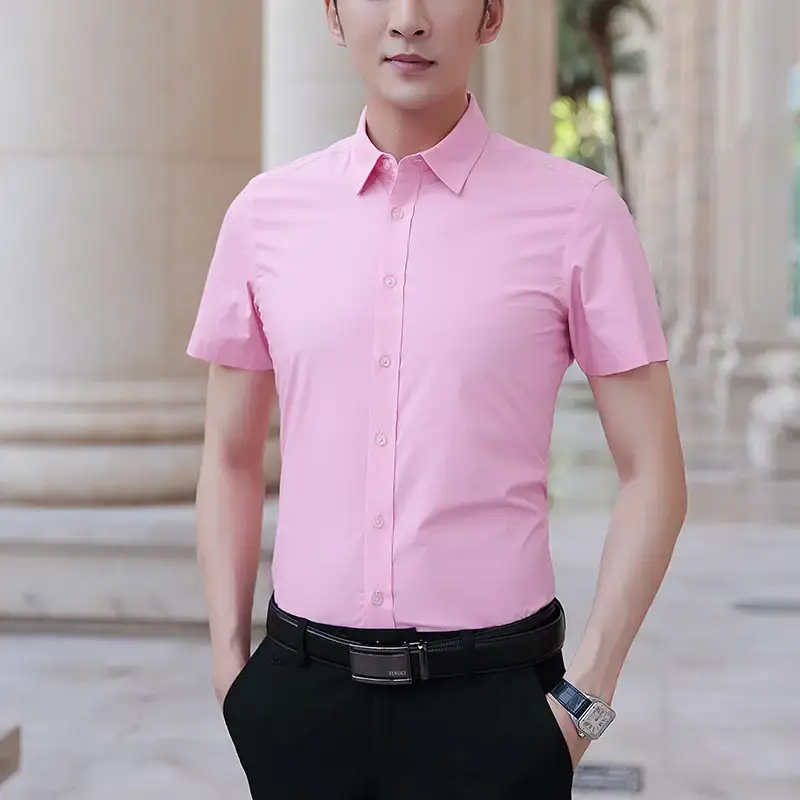 Men's Short Sleeve Light Blue Shirt Summer Wear - Image 10