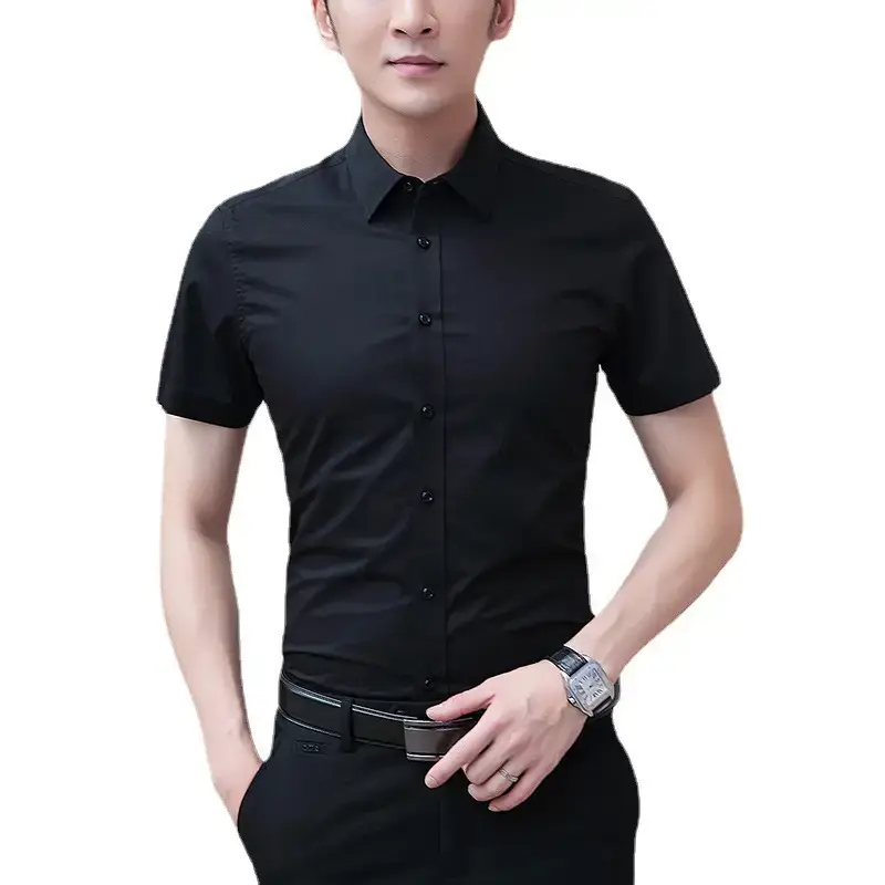 Men's Short Sleeve Light Blue Shirt Summer Wear - Image 11