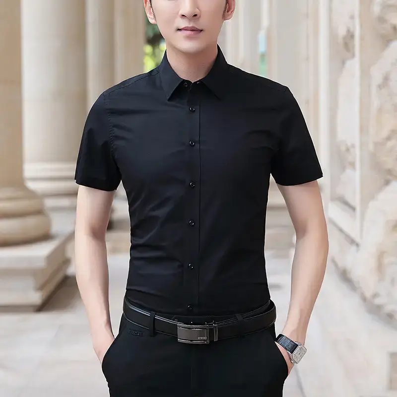 Men's Short Sleeve Light Blue Shirt Summer Wear - Image 2