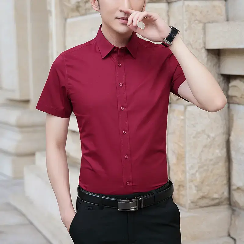 Men's Short Sleeve Light Blue Shirt Summer Wear - Image 5