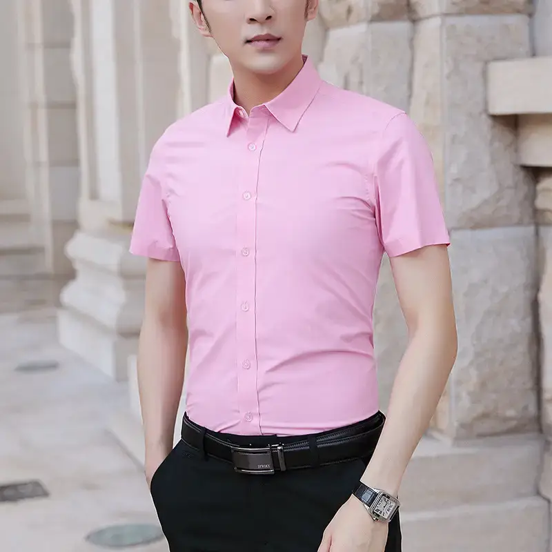 Men's Short Sleeve Light Blue Shirt Summer Wear - Image 6