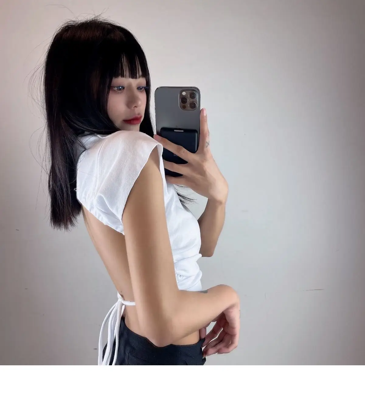 Women's Black Crop Top with Backless Design — feature 10