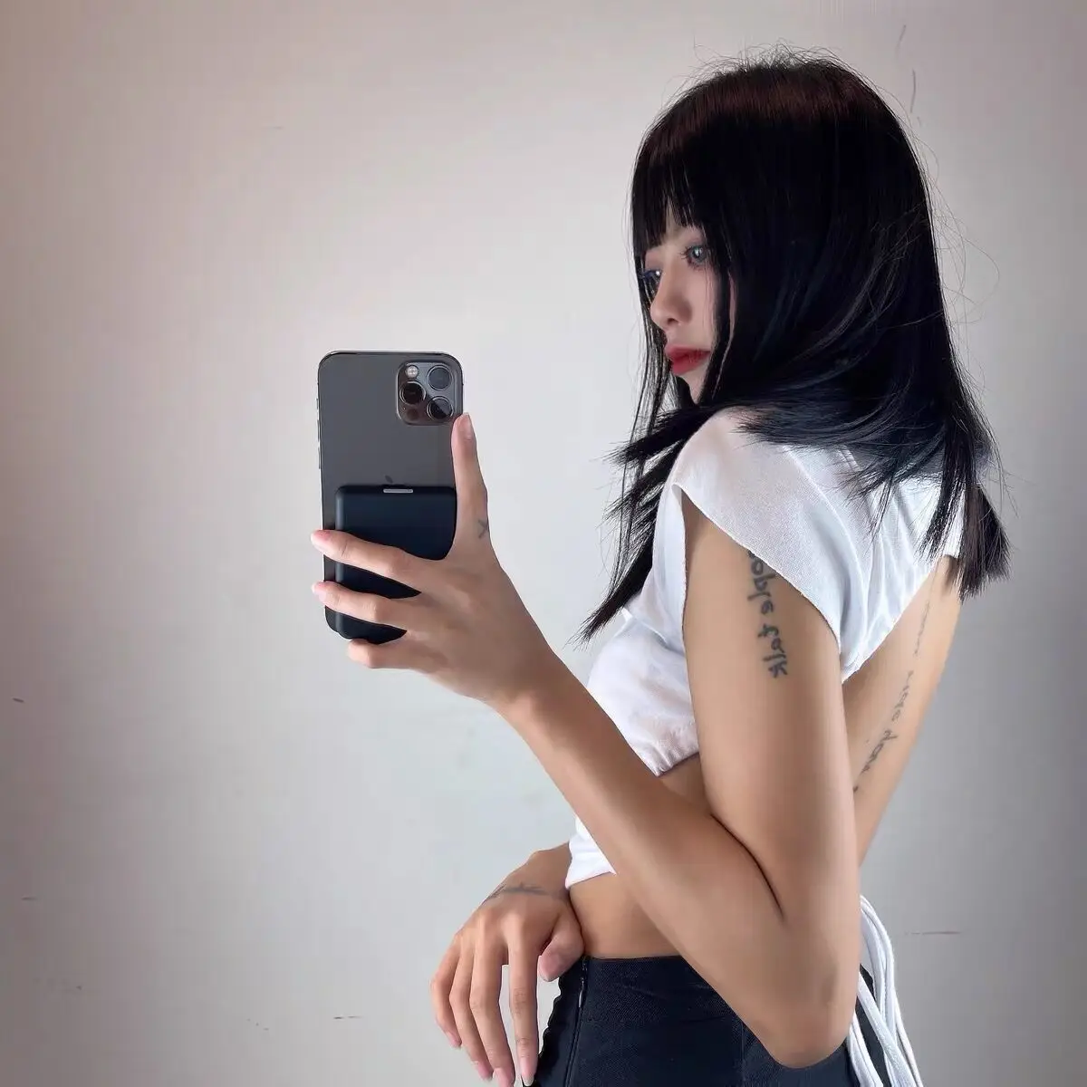 Women's Black Crop Top with Backless Design — feature 5