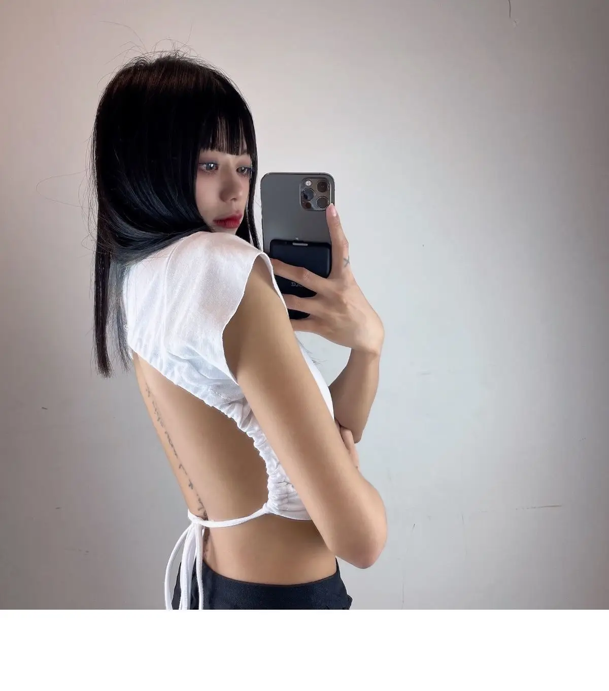 Women's Black Crop Top with Backless Design — feature 9