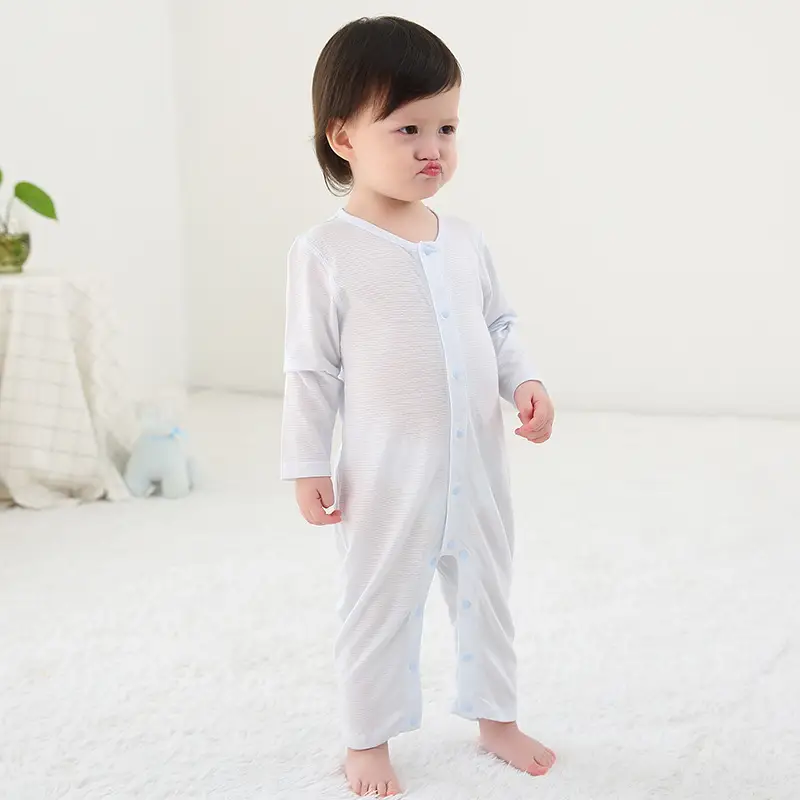 Baby Long Sleeve Romper White Cotton 1-2Yr - Image 3