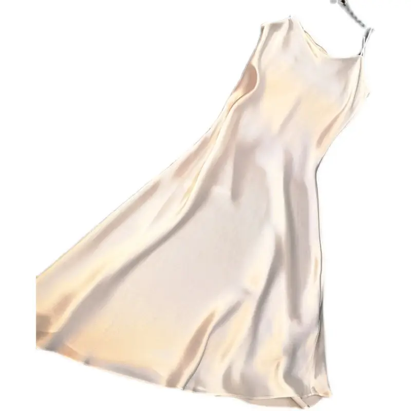 French Satin V-Neck Sling Dress Black Large - Image 20