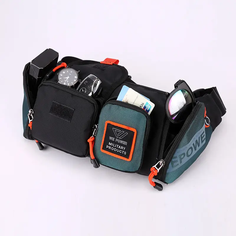 Men's Waterproof Military Style Crossbody Bag Black Orange - Image 8
