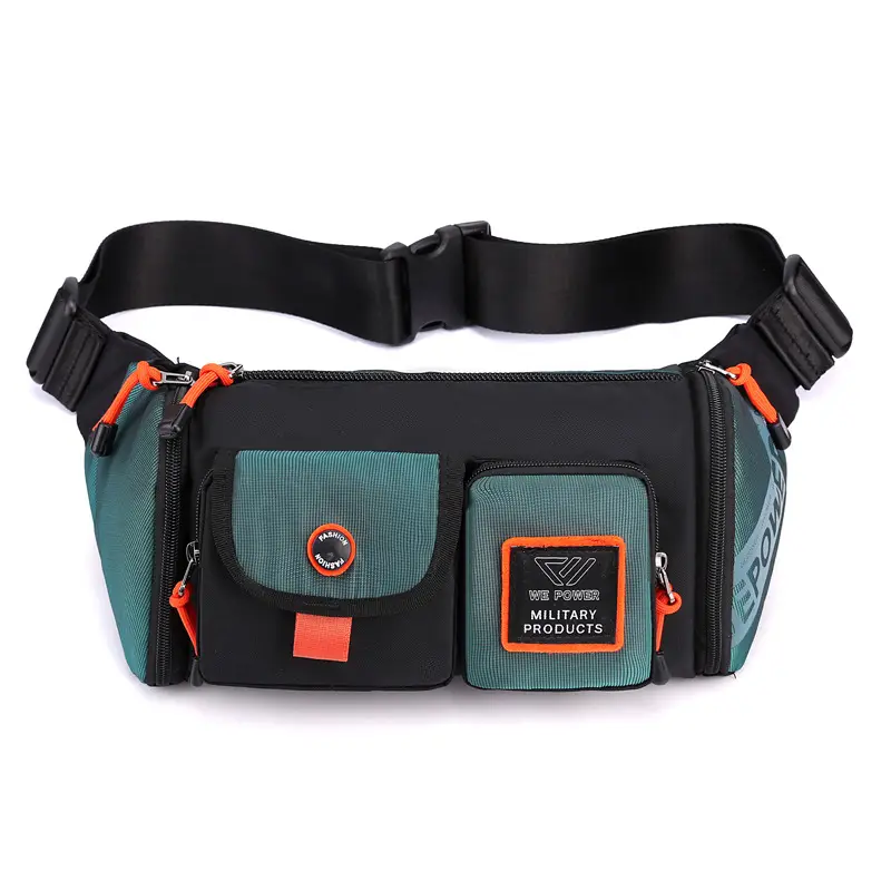 Men's Waterproof Military Style Crossbody Bag Black Orange - Image 10