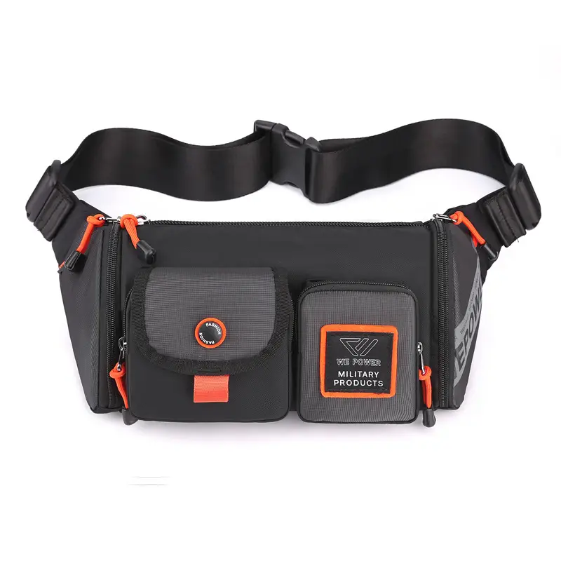 Men's Waterproof Military Style Crossbody Bag Black Orange - Image 3