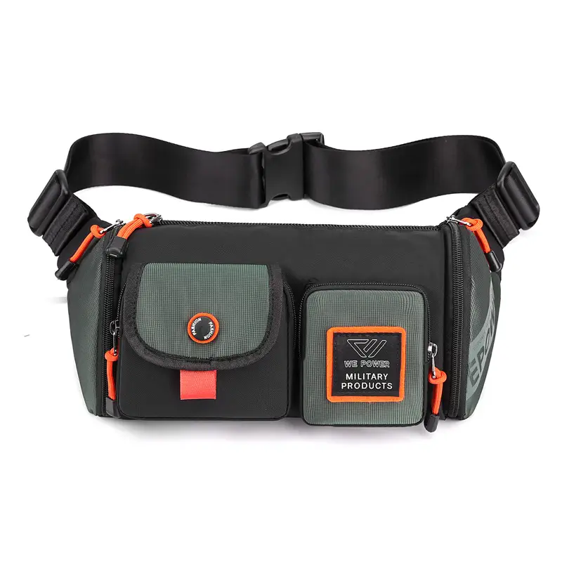 Men's Waterproof Military Style Crossbody Bag Black Orange - Image 5