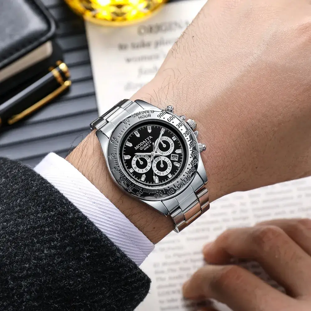 Men's Luminous Quartz Watch with Three-Eye Design - Image 4