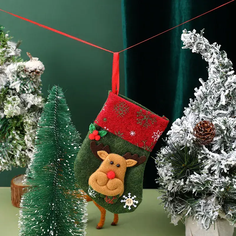 Christmas Red Socks with Santa Face Decor - Image 3