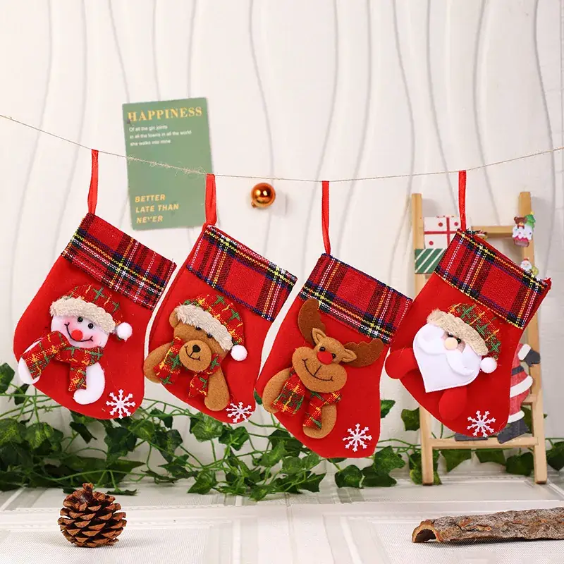 Christmas Socks with Santa & Candy Bag Decor