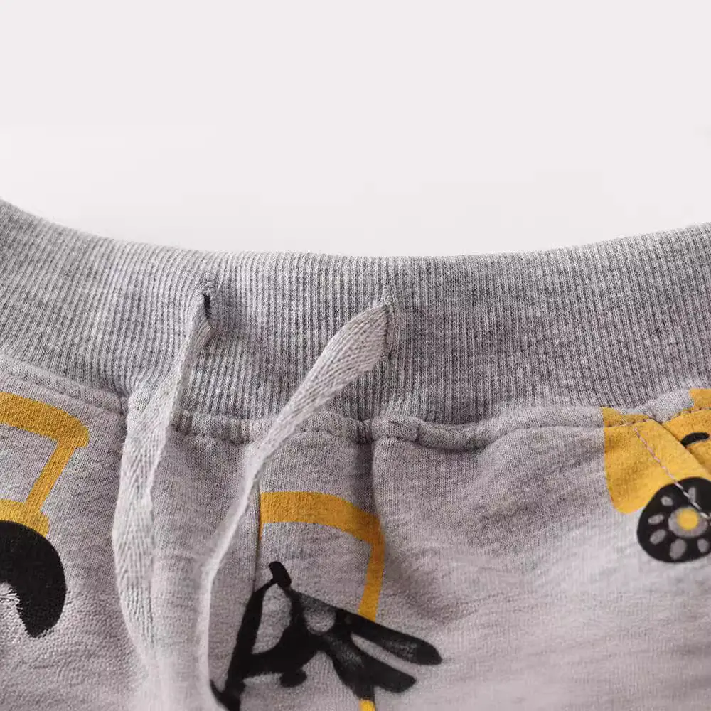 Kids Cotton Car Print Shorts Gray Boys Girls - Image 3