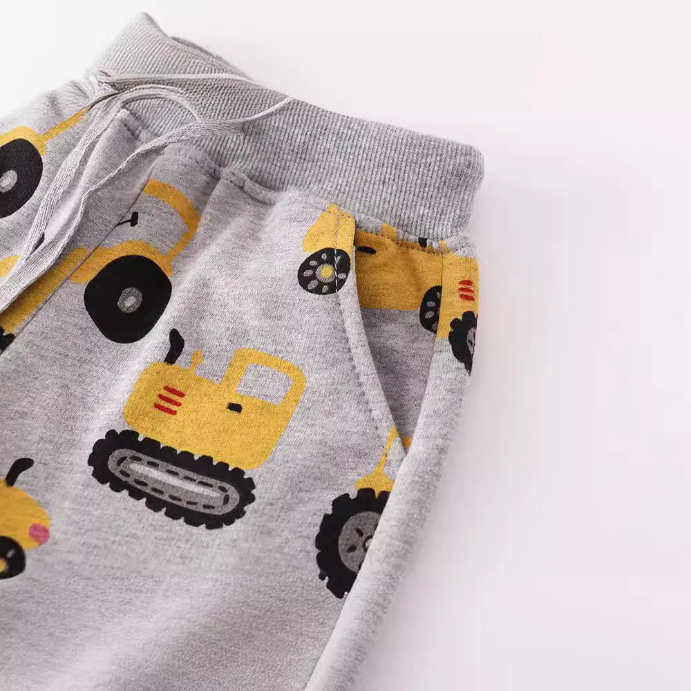 Kids Cotton Car Print Shorts Gray Boys Girls - Image 4