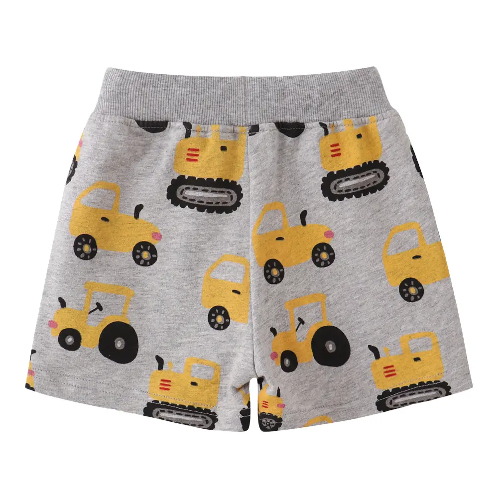 Kids Cotton Car Print Shorts Gray Boys Girls - Image 5