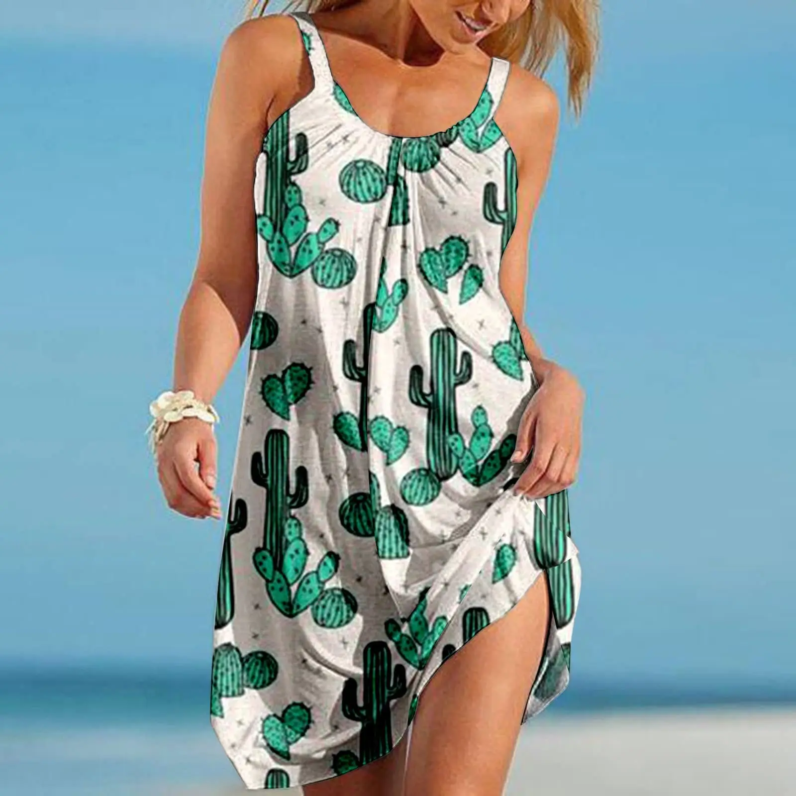 Women Printed Camisole Dress Purple Black Summer Casual - Image 10