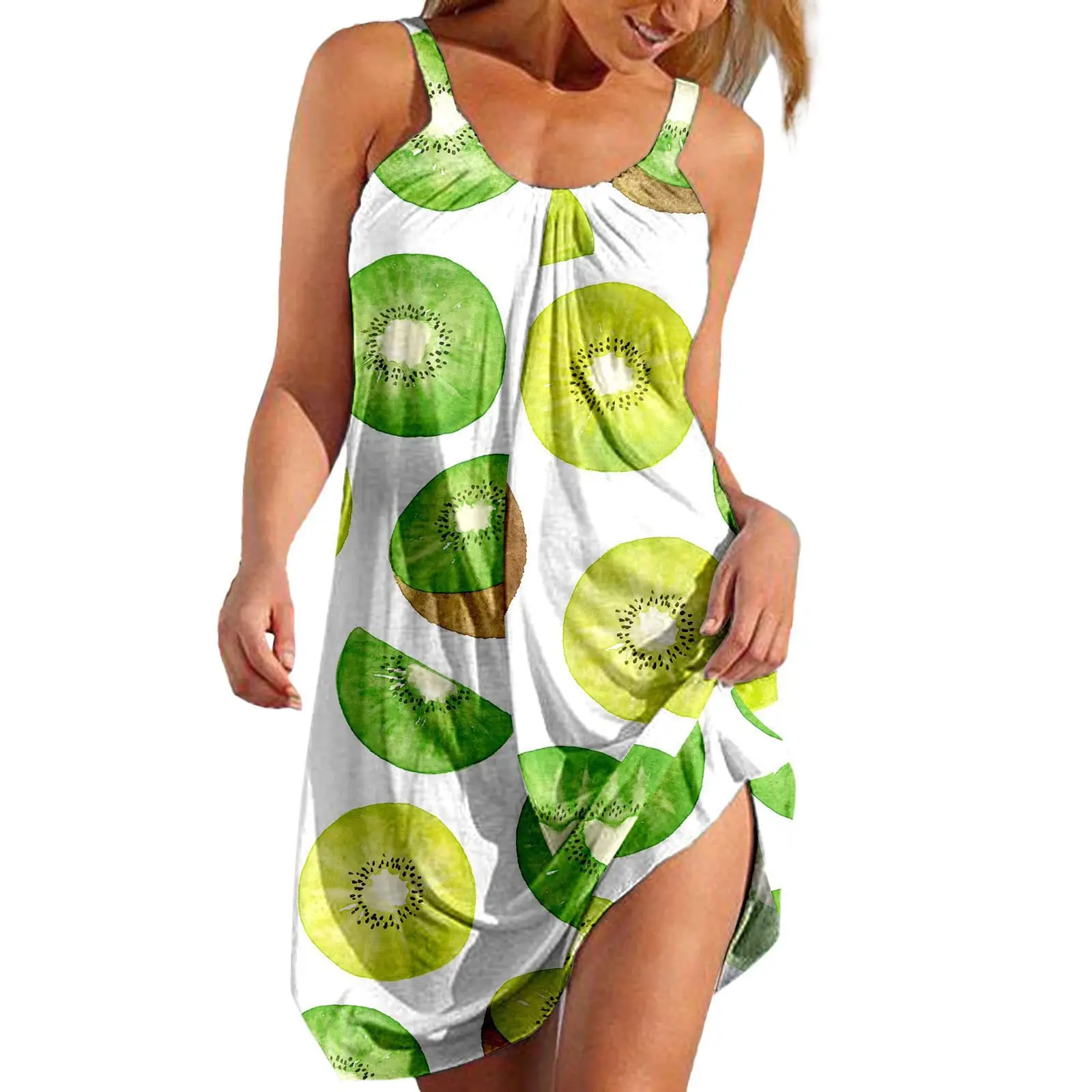Women Printed Camisole Dress Purple Black Summer Casual - Image 12