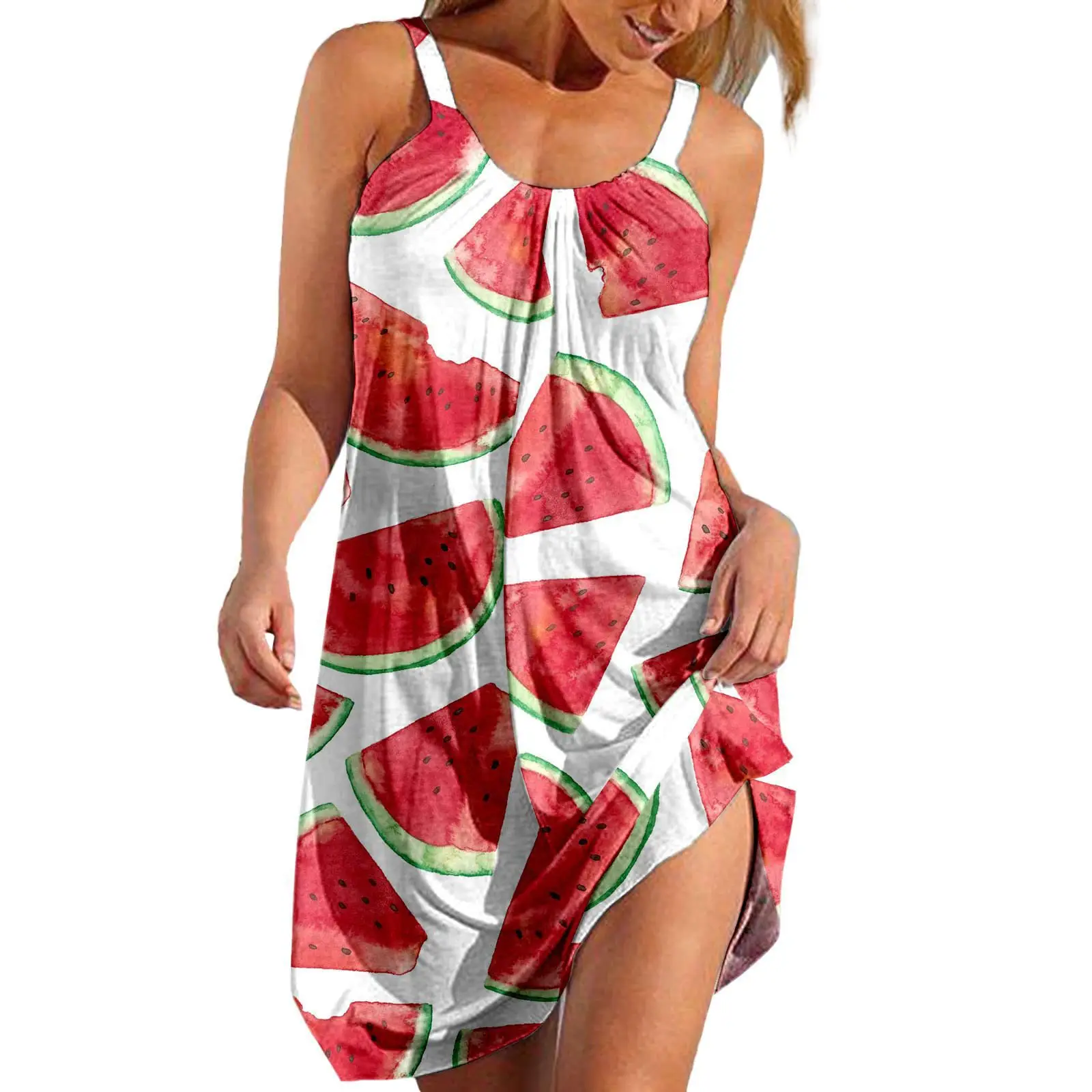 Women Printed Camisole Dress Purple Black Summer Casual - Image 15