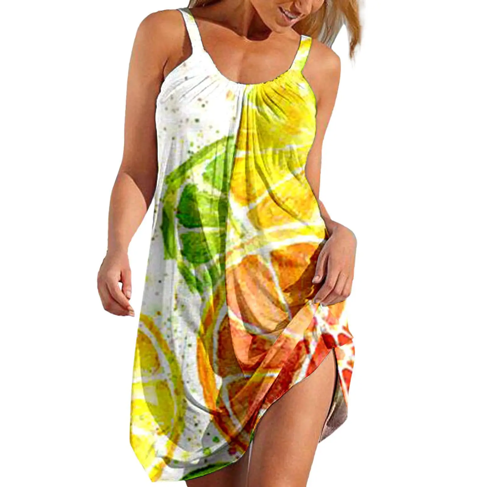 Women Printed Camisole Dress Purple Black Summer Casual - Image 17