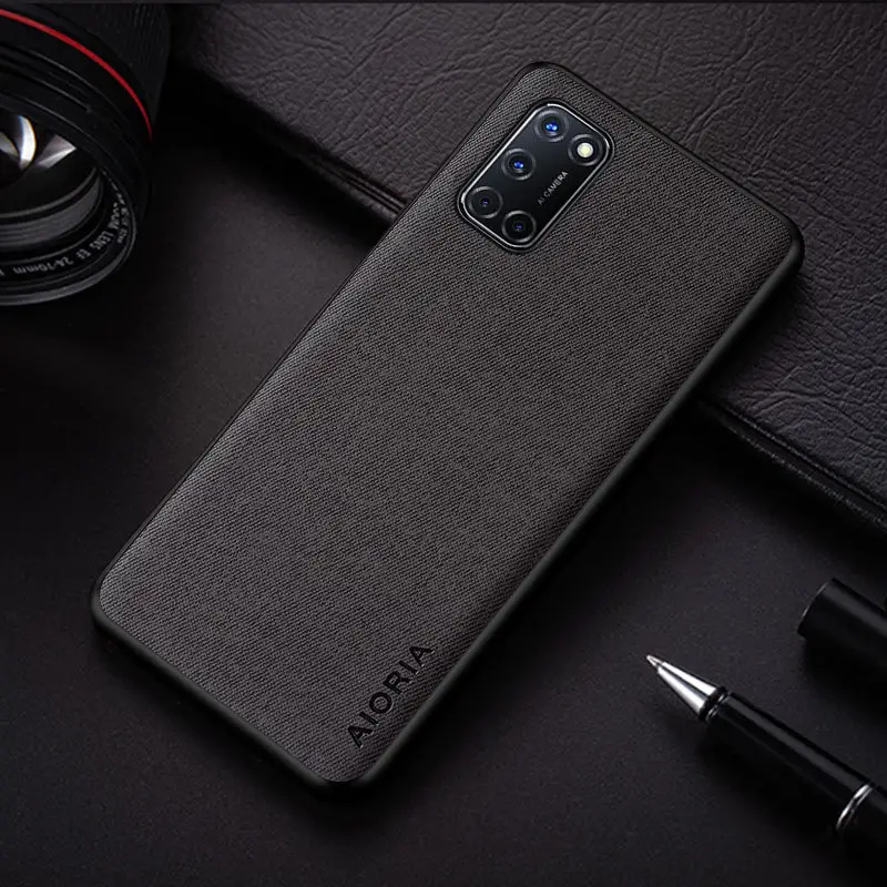 OPPO A52/A72/A92 Black Leather Mobile Case - Image 2