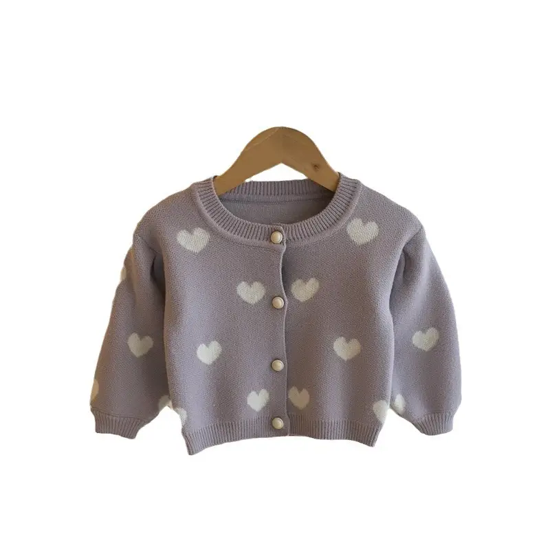 Red Heart Pattern Kids Cardigan Top for Girls - Image 6