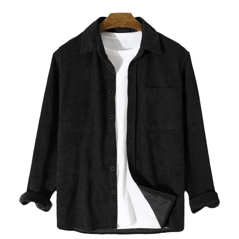 Men's Brown Corduroy Long Sleeve Shirt - Image 4