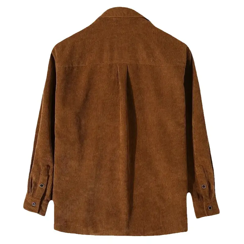 Men's Brown Corduroy Long Sleeve Shirt - Image 5