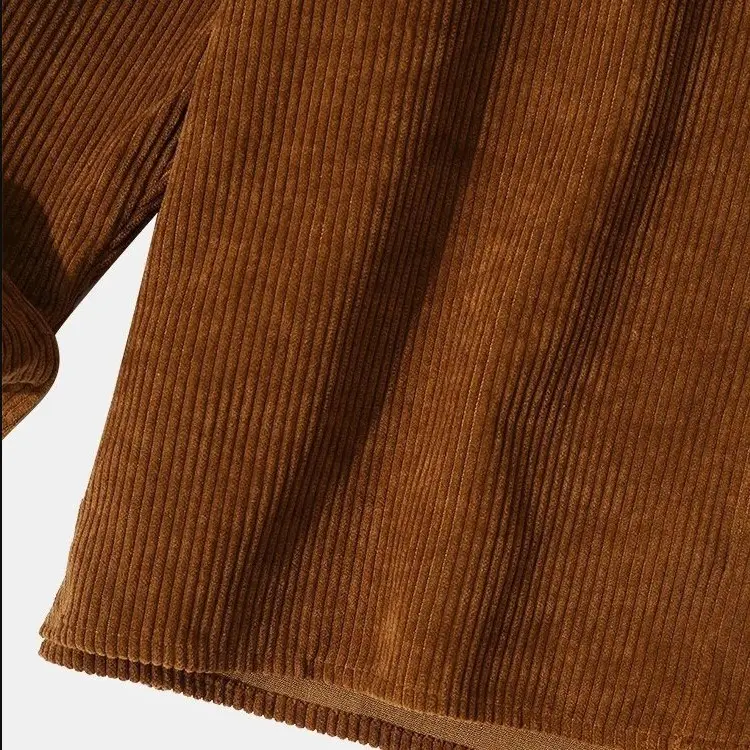 Men's Brown Corduroy Long Sleeve Shirt - Image 6