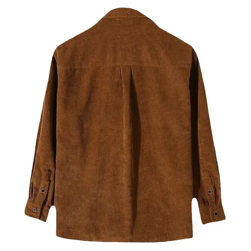 Men's Brown Corduroy Long Sleeve Shirt - Image 7