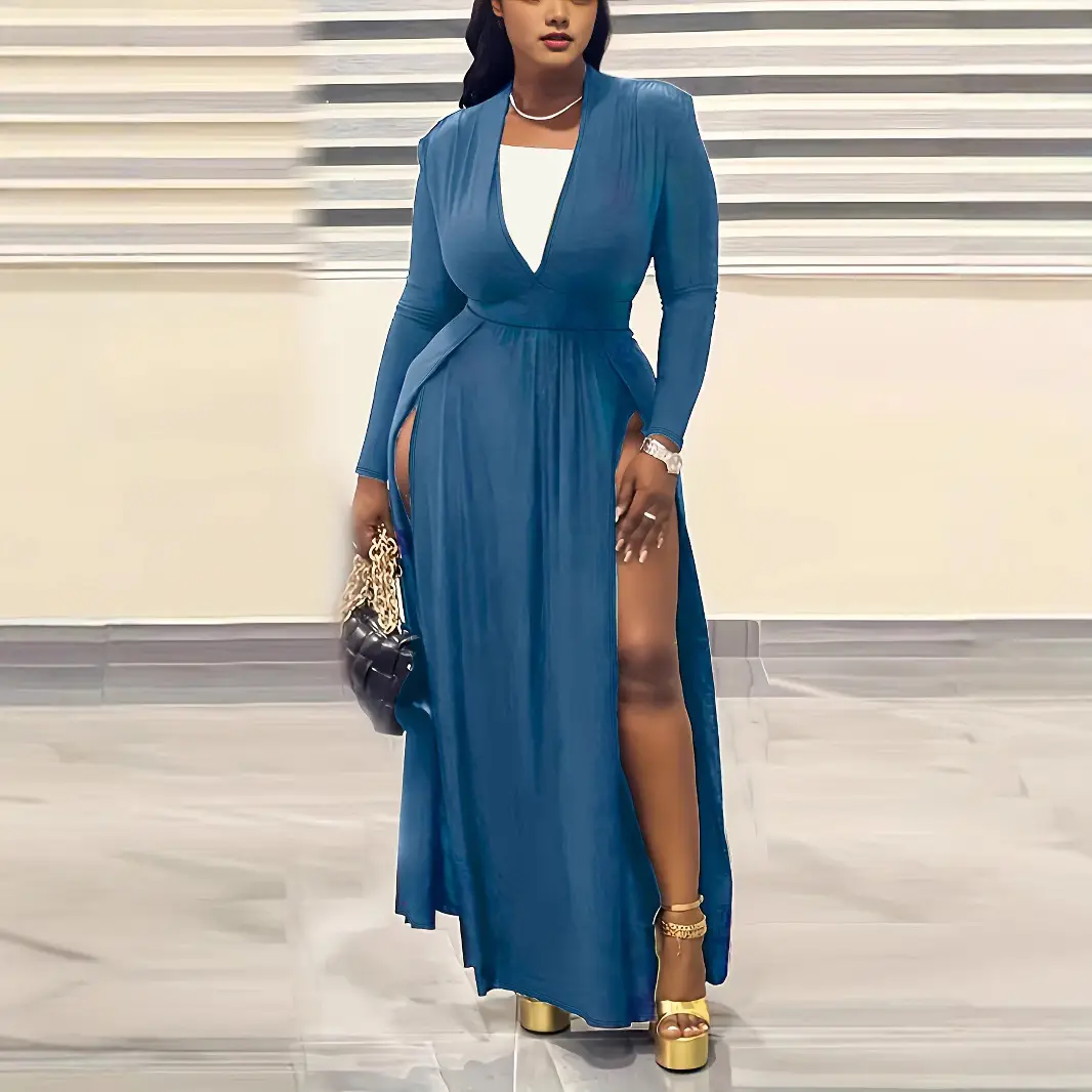 Purple Cross-border Party Dress with Hot V-Neck Plus Size - Image 4
