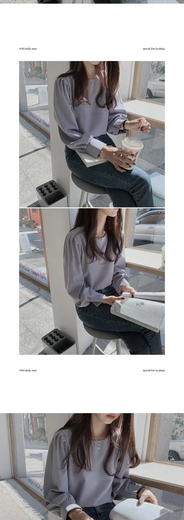 Women's Round Neck Long Sleeve Top Cream White — feature 6