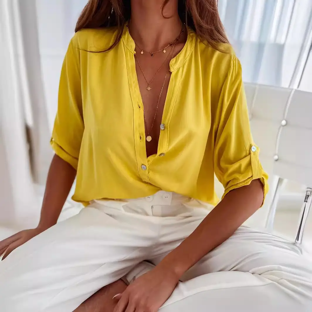 Women Pink Short Sleeve Button Top with Orange Bottom - Image 13