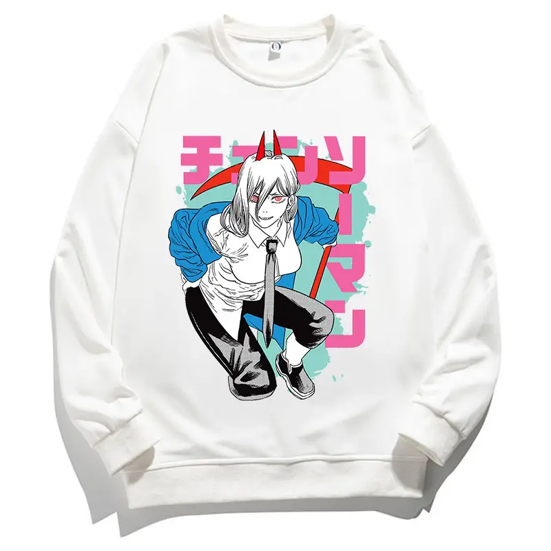Women Pink Anime Print Sweatshirt Round Neck - Image 6