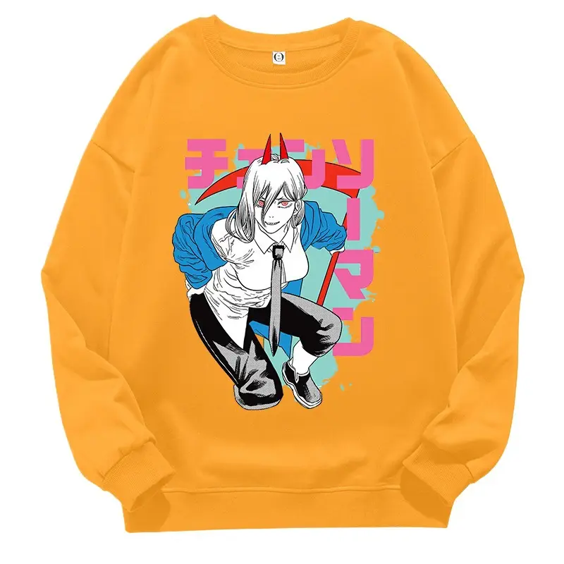 Women Pink Anime Print Sweatshirt Round Neck - Image 8