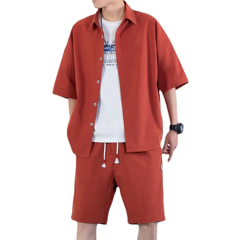 Men Crossbody Shorts Set Olive Green Casual Summer - Image 7