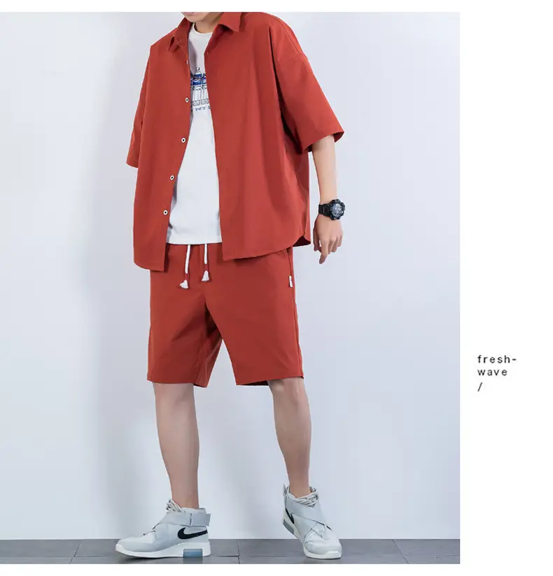 Men Crossbody Shorts Set Olive Green Casual Summer — feature 14