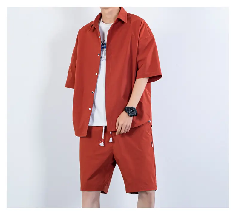 Men Crossbody Shorts Set Olive Green Casual Summer — feature 16