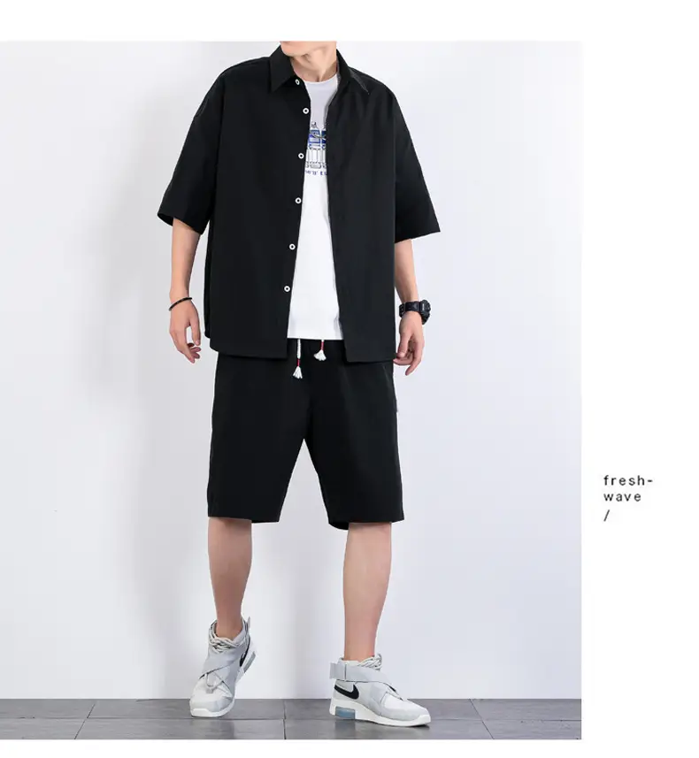 Men Crossbody Shorts Set Olive Green Casual Summer — feature 8