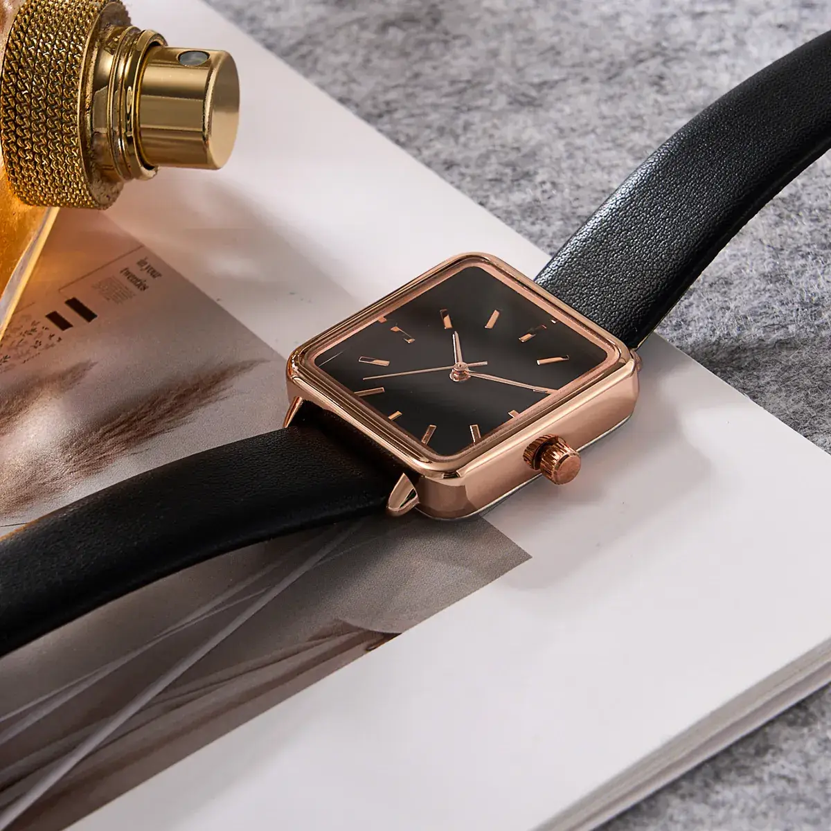 Rose Gold Square Watch for Women Quartz Large Dial - Image 5