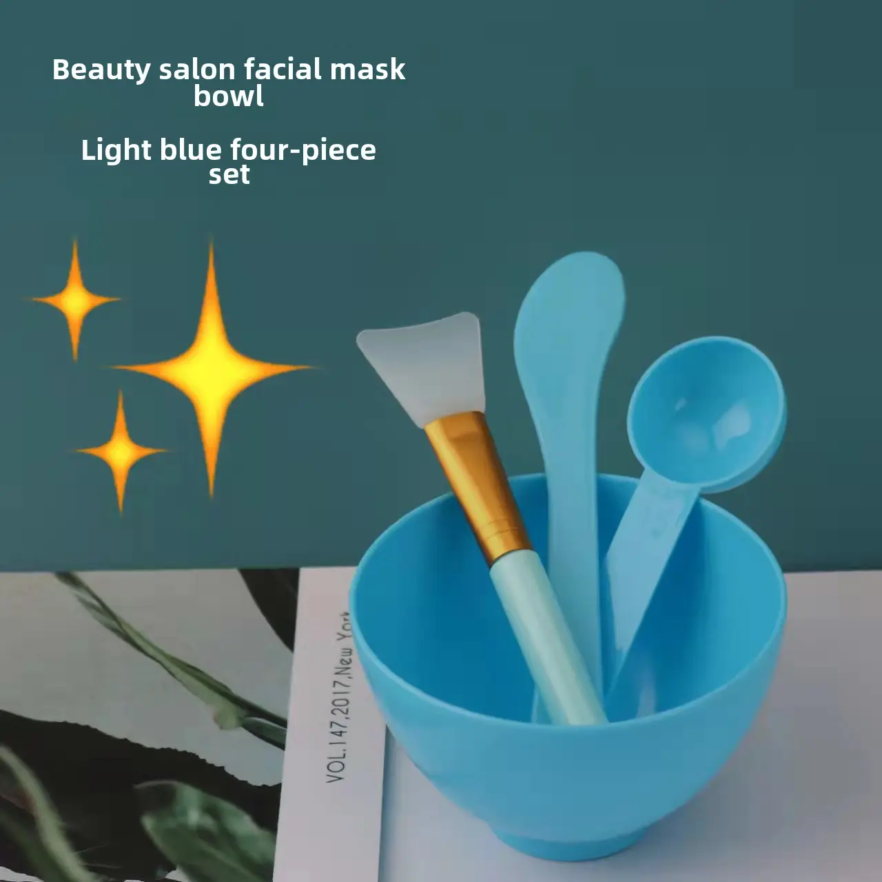 Blue Beauty Salon Facial Tools Set with Blending Brush