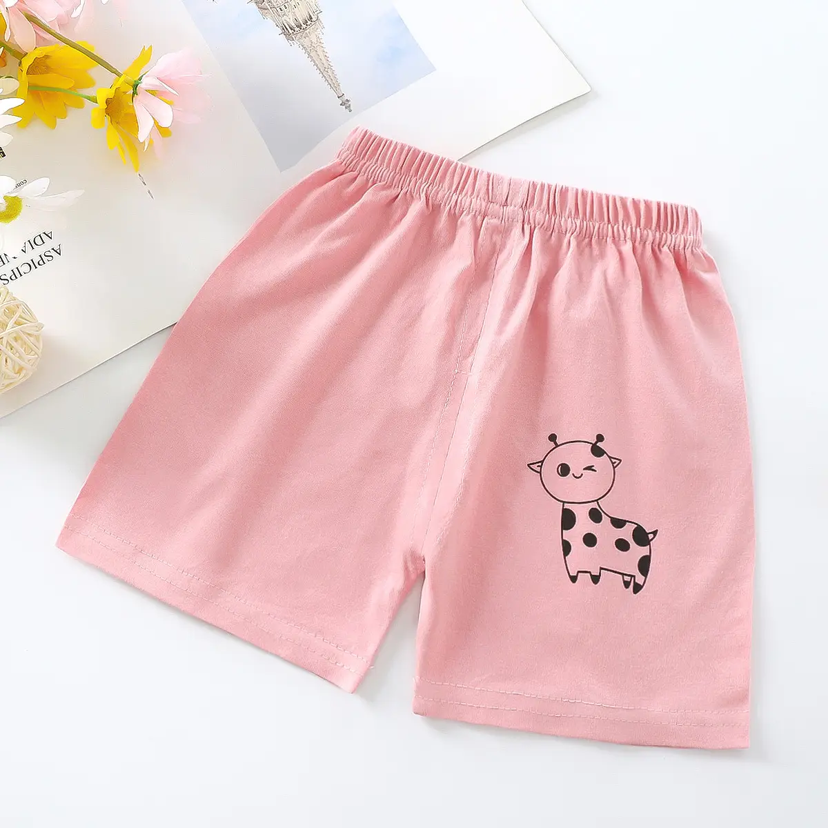 Kids Green Cotton Open Crotch Shorts for Boys Girls - Image 4