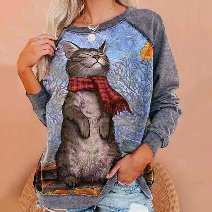 3D Printed Raglan Sleeve T-Shirt Green Blue Floral Women