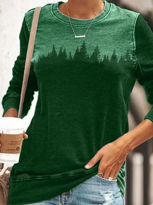 3D Printed Raglan Sleeve T-Shirt Green Blue Floral Women