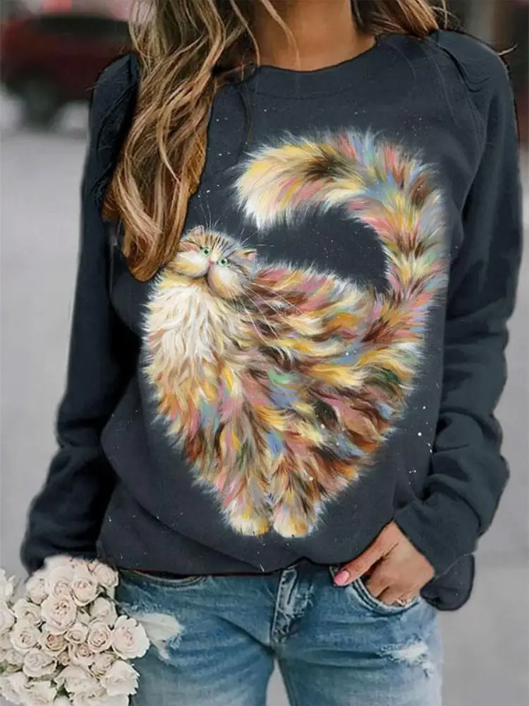 3D Printed Raglan Sleeve T-Shirt Green Blue Floral Women