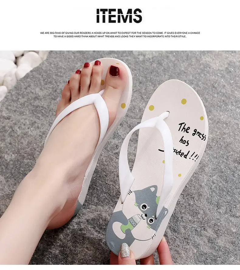 Women's Black Plastic Wedge Flip Flops Summer Beach — feature 14