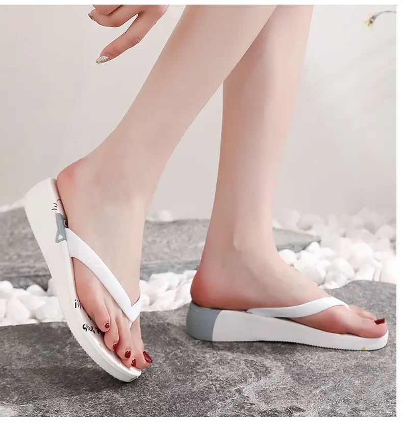 Women's Black Plastic Wedge Flip Flops Summer Beach — feature 16