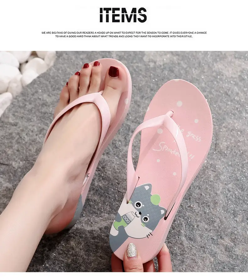 Women's Black Plastic Wedge Flip Flops Summer Beach — feature 18