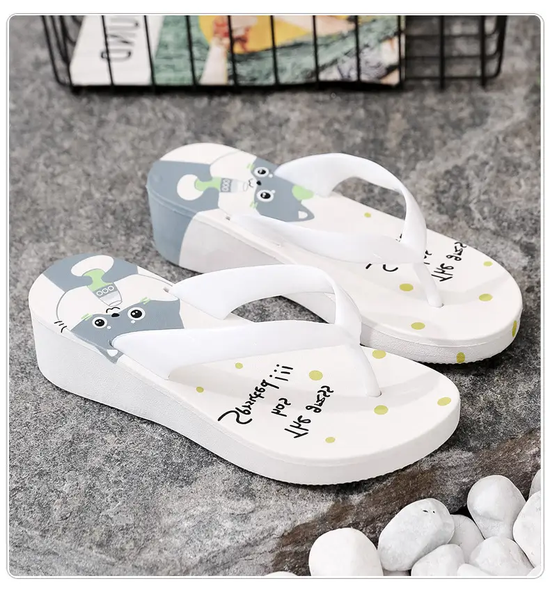Women's Black Plastic Wedge Flip Flops Summer Beach — feature 24